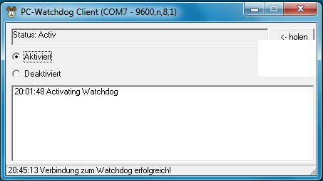 Programmoberfläche des PC-Watchdog-Clients